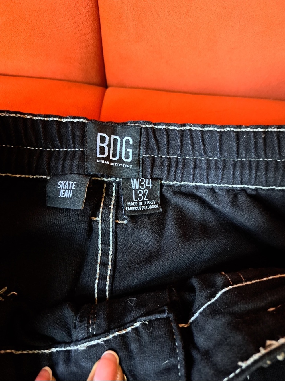 BDG Black Skate Jeans with White Stitching